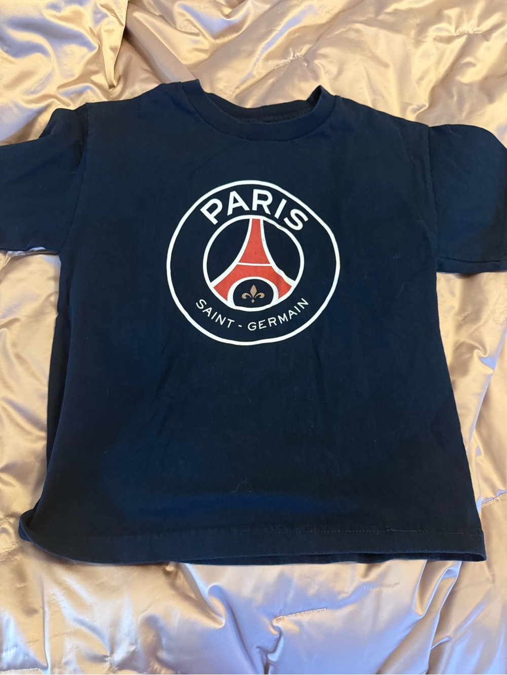 Paris Saint-Germain PSG Youth Medium Navy Blue Soccer Football Logo T-Shirt